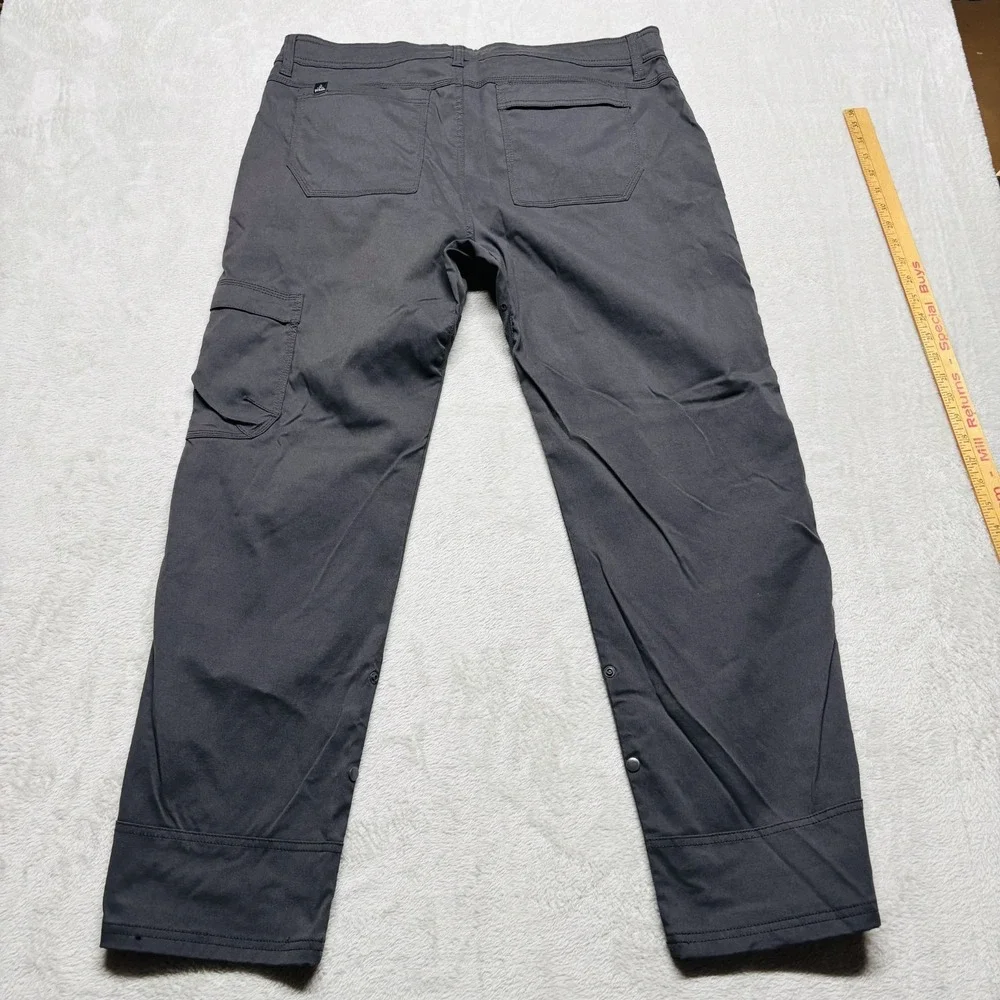 Prana Zion Pants Men's 38x30 Stretch Relaxed Fit Belted Cargo Grey‎ Straight Fit